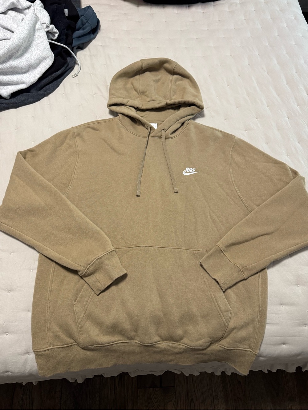 Nike Olive/Tan Pullover Hoodie with White Swoosh